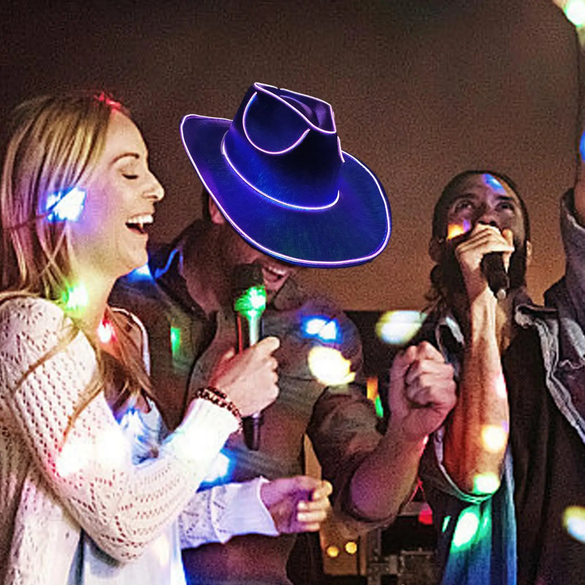 LED Light Up Cowboy Hat – Disco Party Hat for Men & Women LED Party Hat Axl