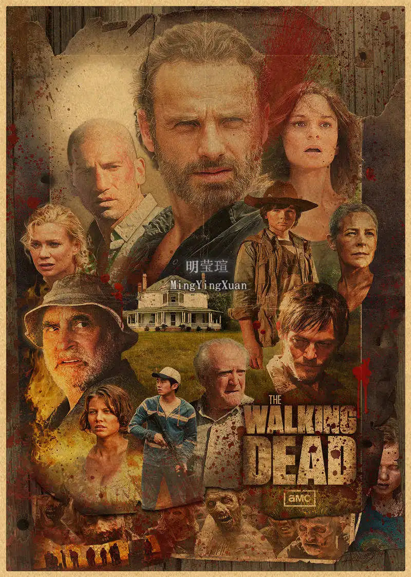 Walking Dead Vintage Kraft Paper Poster | Retro Wall Art Decor Wall Art Poster Axl