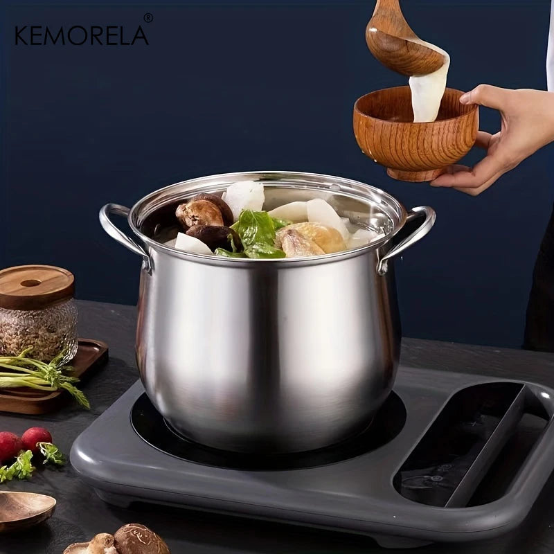 KEMORELA Large Stainless Steel Soup Pot – Gas & Induction Soup & Stock Pot Axl