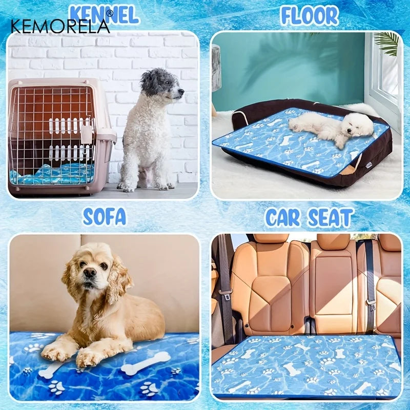 KEMORELA Large Dog Cooling Mat – Ice Silk Self-Cooling Pad Pet Cooling Mat Axl