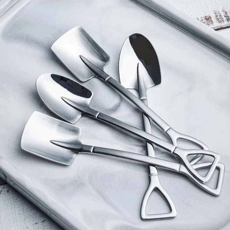 4-Piece Shovel Shape Stainless Steel Dessert Spoons Set Dessert Spoon Set Axl