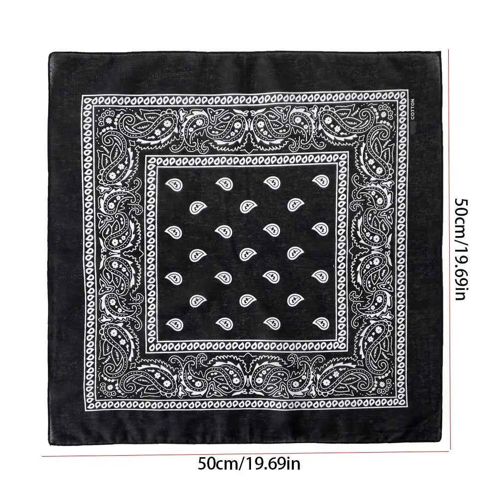 Women's Cashew Print Square Scarf – Cotton Hair Headband 50×50 Printed Square Scarf Axl