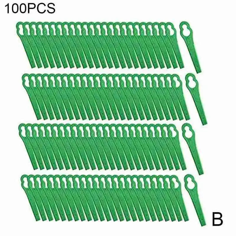 100-Pack Plastic Grass Trimmer Blades – Mower Replacement Parts Trimmer Replacement Blades Axl Green M