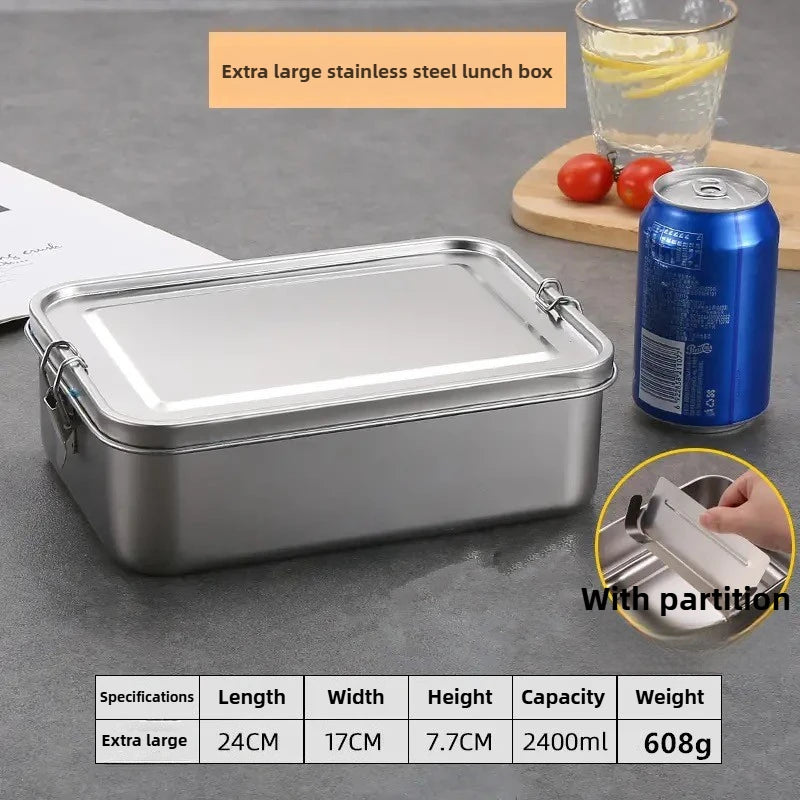 Stainless Steel Bento Box with Lockable Clips | Metal Lunch Box Metal Lunch Box Axl Extra large B