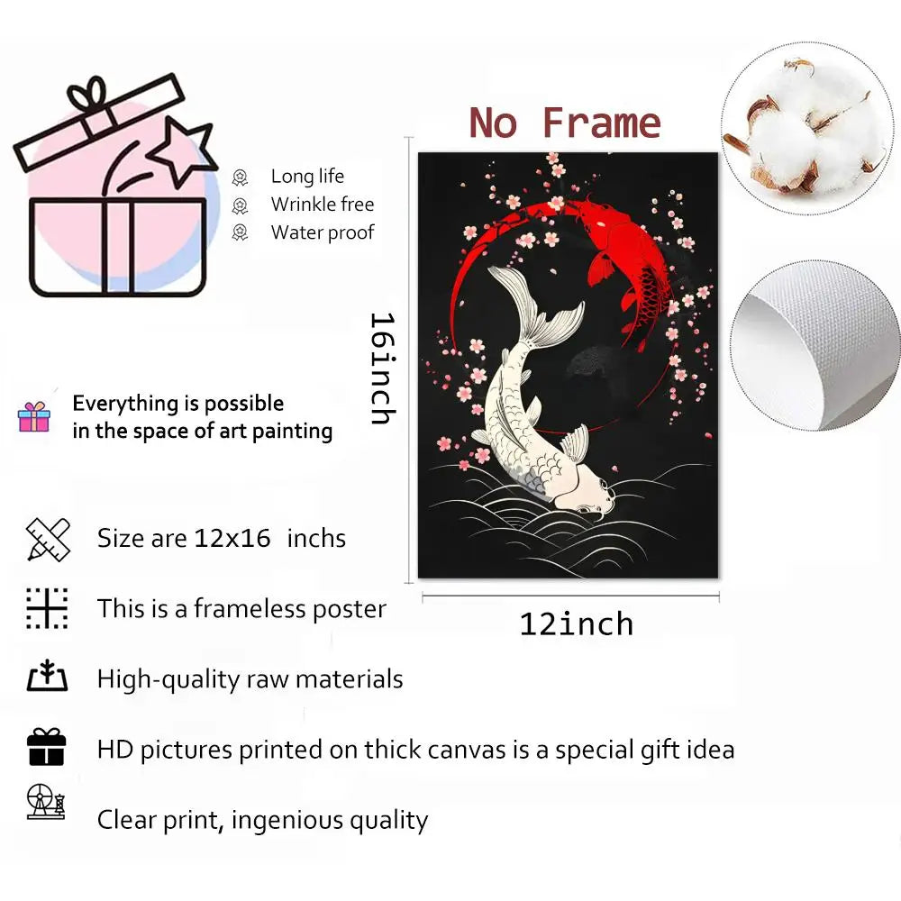 Lucky Koi Yin Yang Canvas Wall Art | HD Print Home Decor Canvas Wall Art Axl