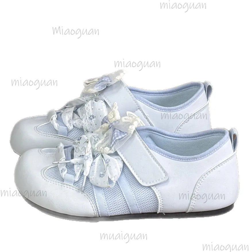 Women's Lace-Up Ballet Flats – Mesh Bowknot Breathable Sneakers Women's Ballet Flats Axl