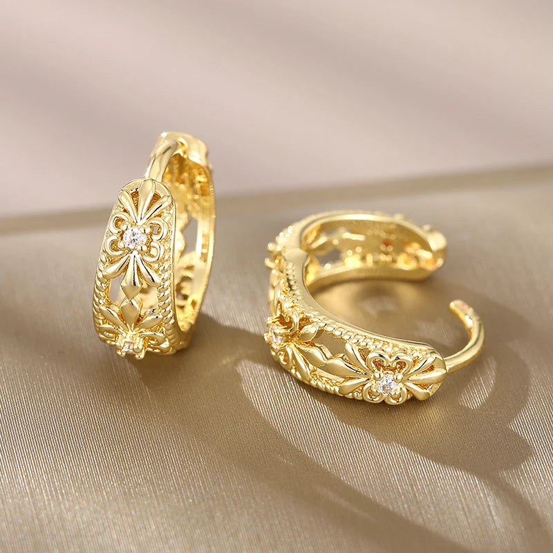 Huitan Cubic Zirconia Hollow Hoop Earrings – Silver & Gold Hoop Earrings Axl