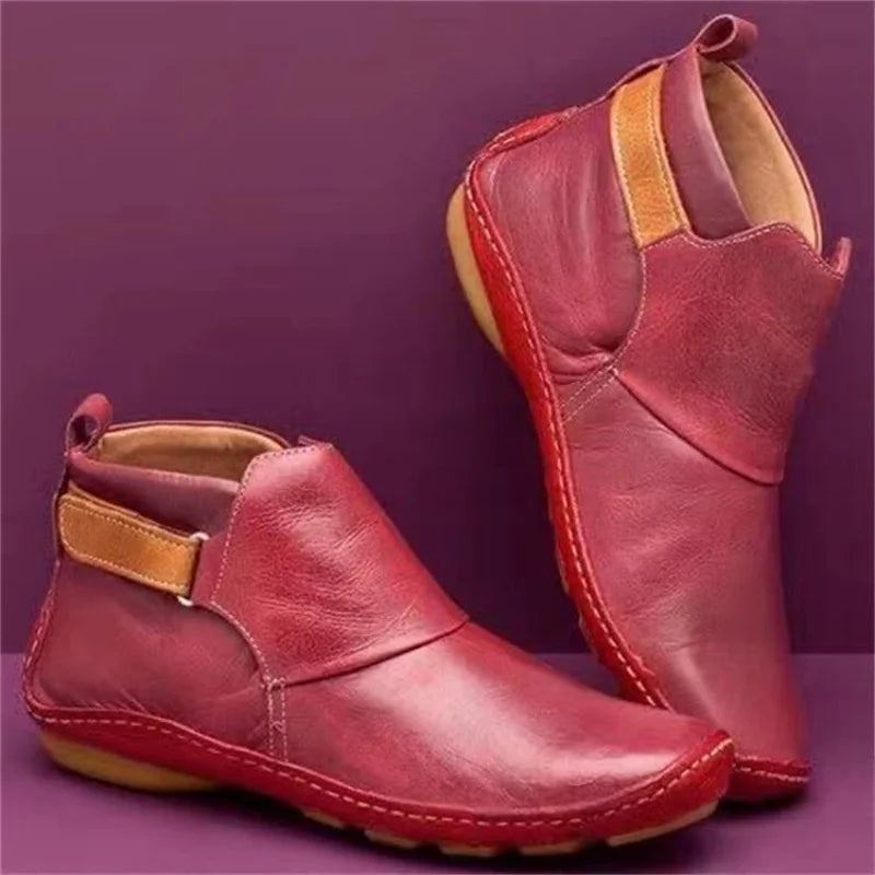 Women's Winter Ankle Boots – Non-Slip Flat Casual Short Boots Women's Ankle Boots Axl Red 40