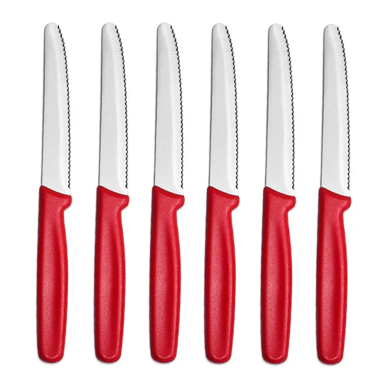 Serrated Steak & Bread Knife Set 4/6/8 Pc – Round Tip Steel Serrated Knife Set Axl 6 Pc Knife Set-red China Mainland