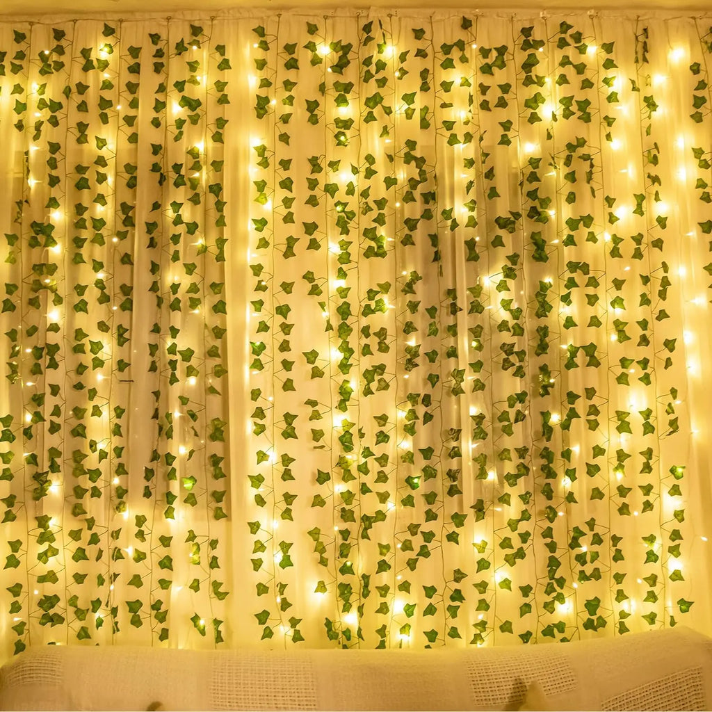 2M LED Artificial Green Leaf Vine String – Wedding Party Decor LED Vine Garland Axl