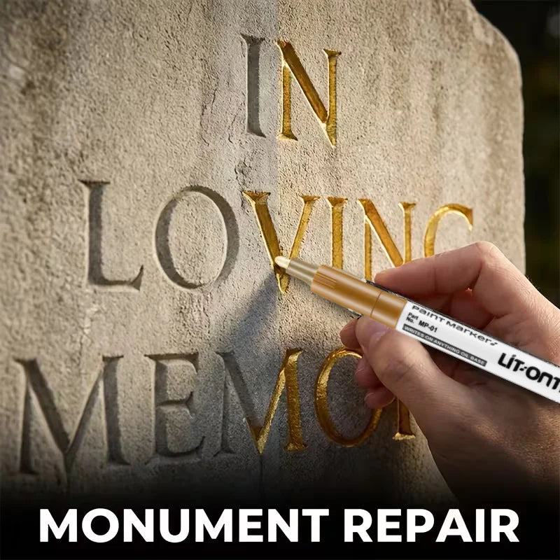 Golden Tombstone Marker – Restores Granite & Marble Text Art Marker Pen Axl