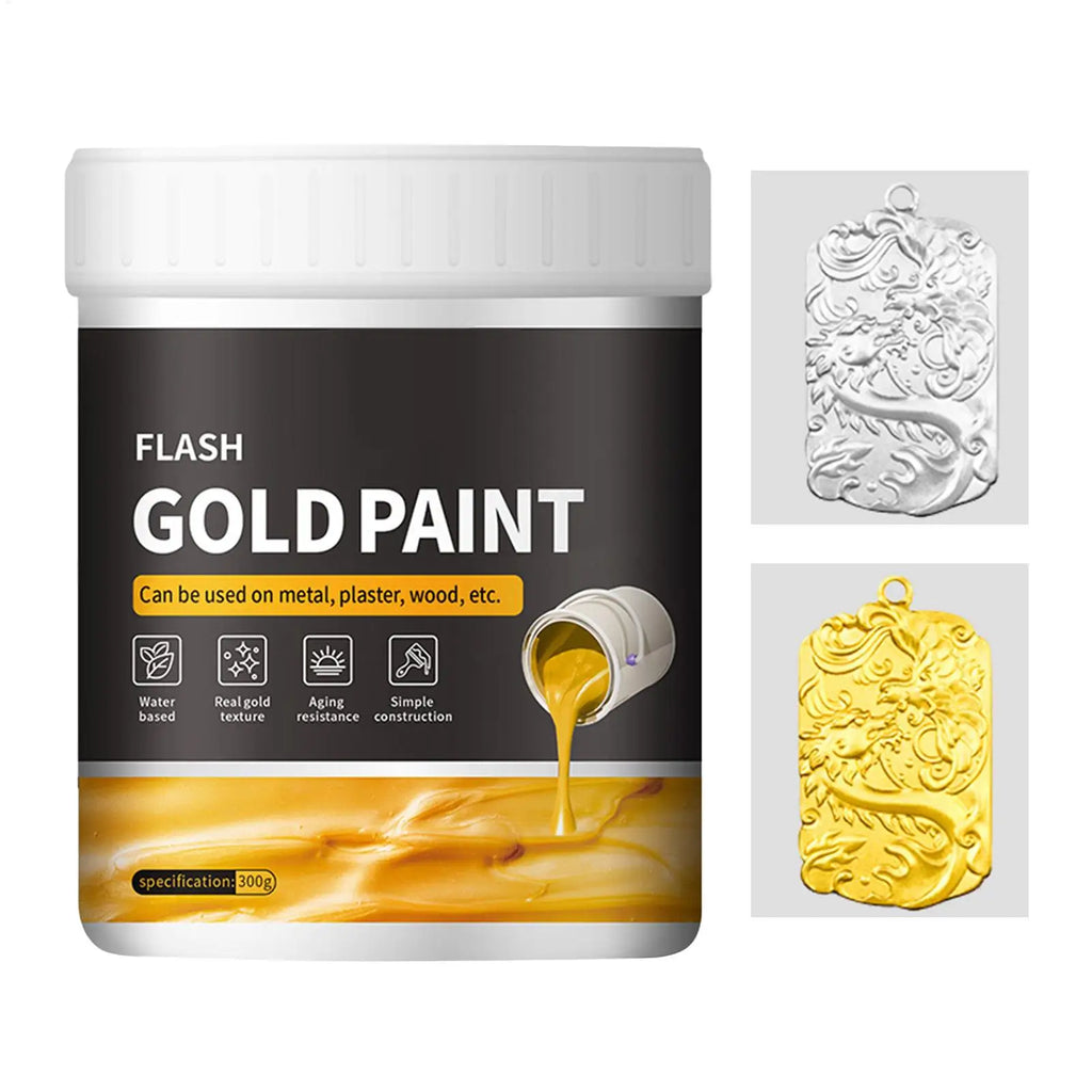 Liquid Gold Foil Paint 300g – Fast Drying, Non-Fading Metallic Craft Paint Axl