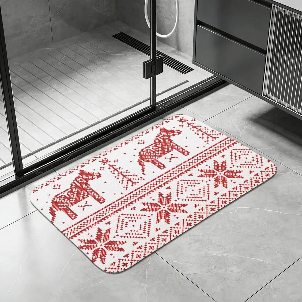 Swedish Dala Diatomite Bath Mat – Quick-Dry Non-Slip Floor Mat Diatomite Bath Mat Axl White2 50x80cm