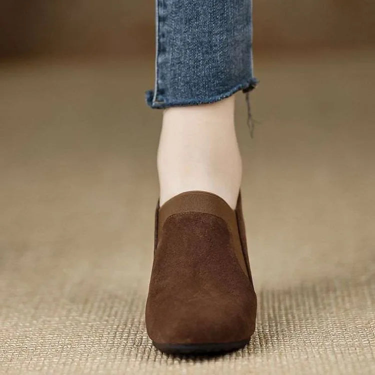 Women's Wedge Slip-On Shoes – Vintage Suede Height Increase Wedge Slip-On Shoes Axl