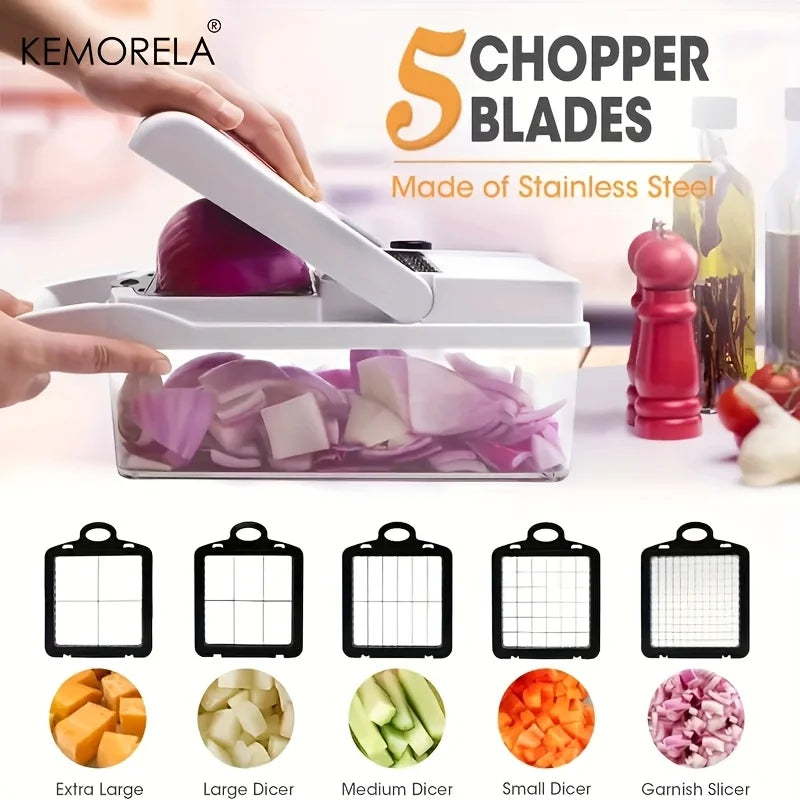 KEMORELA 22-in-1 Vegetable Cutter, Grater & Slicer with Container Vegetable Cutter Set Axl