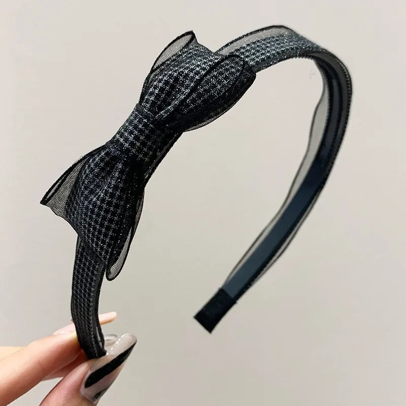 Vintage Polka Dot Organza Bow Headband – Sheer Mesh Hair Hoop Bow Hair Headband Axl F-1pcs