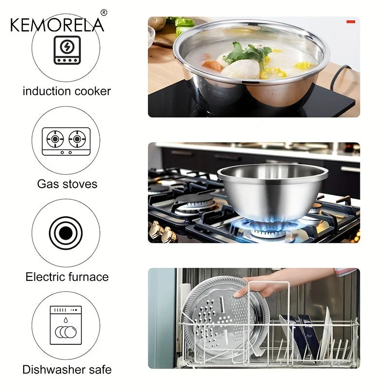 4-in-1 Stainless Steel Rice Washer Colander & Grater Basin Kitchen Colander Basin Axl