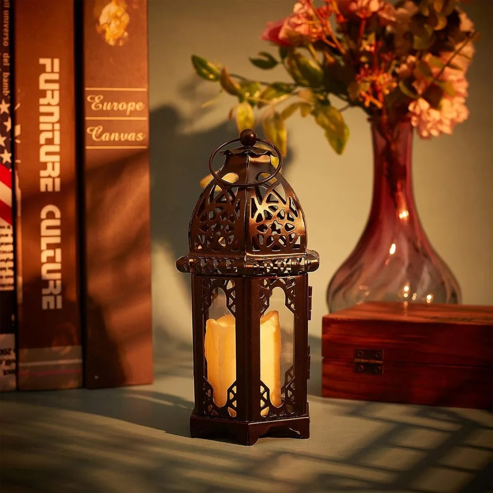 7.4" Vintage Metal Hanging Lantern – Indoor & Outdoor Candle Holder Decorative Lantern Axl
