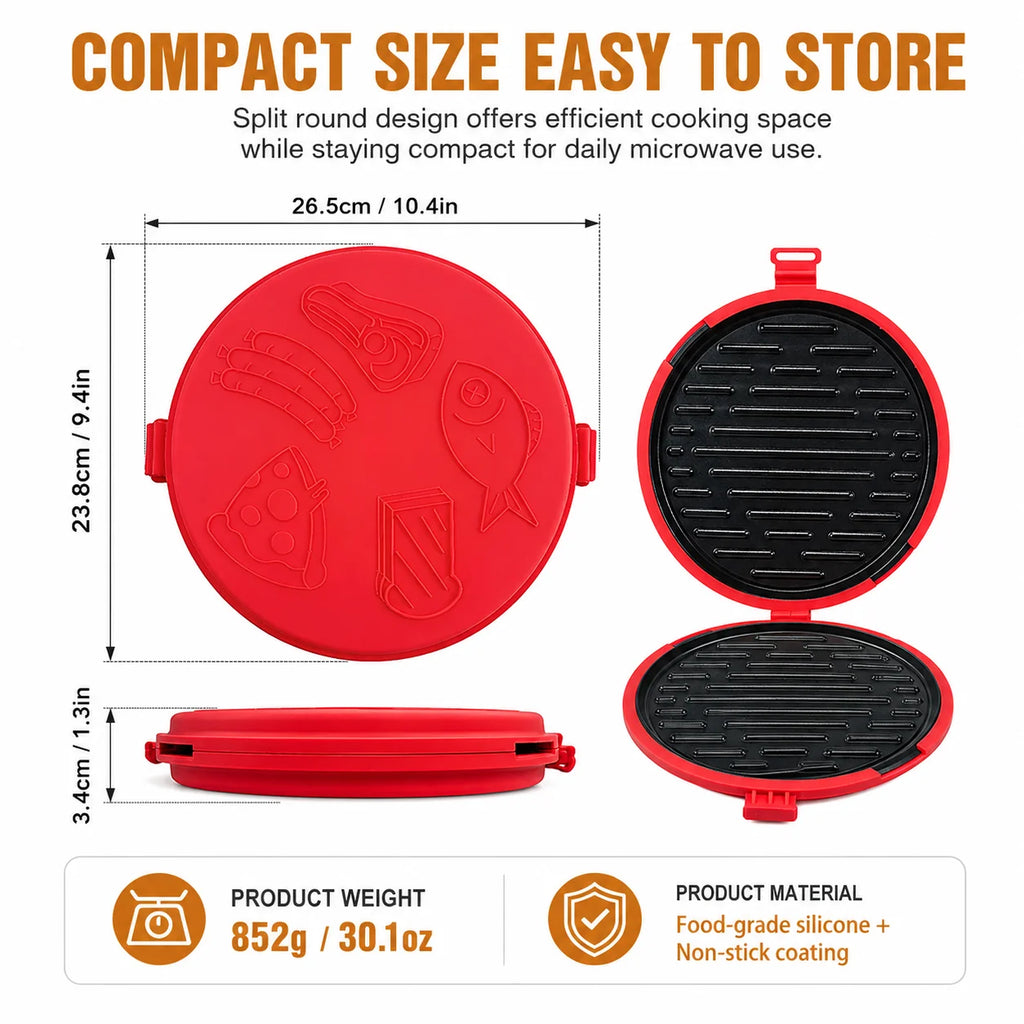 Microwave Grill Pan with Lid – Non-Stick Round Crisper Plate Microwave Grill Pan Axl