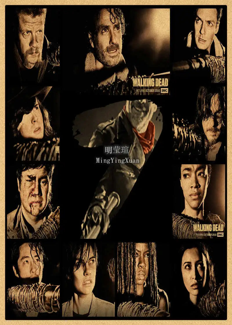 Walking Dead Vintage Kraft Paper Poster | Retro Wall Art Decor Wall Art Poster Axl 22 30x20cm