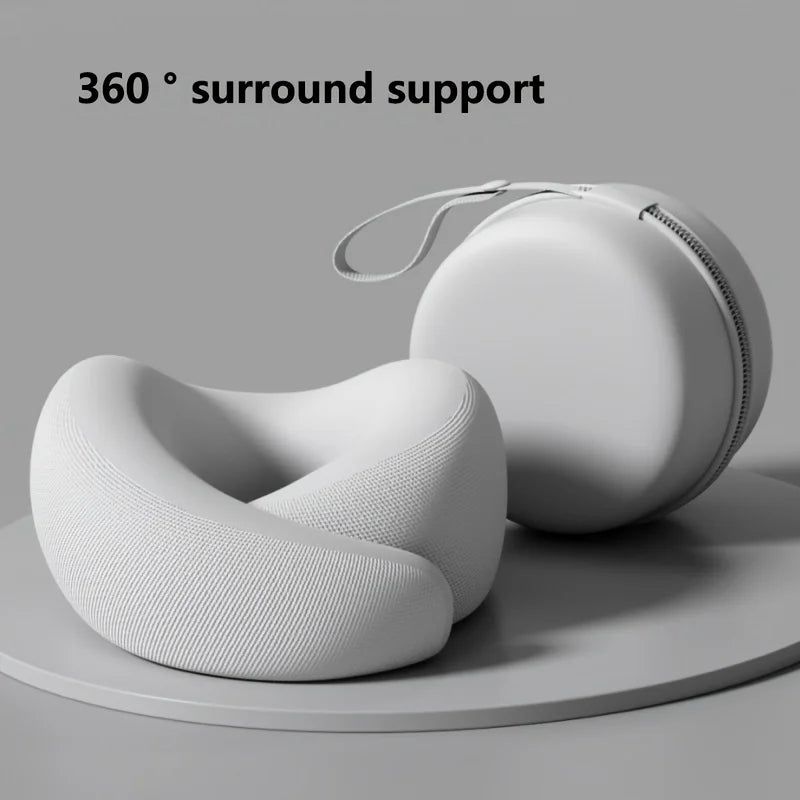 U-Shaped Memory Foam Travel Neck Pillow with Storage Box Travel Neck Pillow Axl Cool Gray - 1set