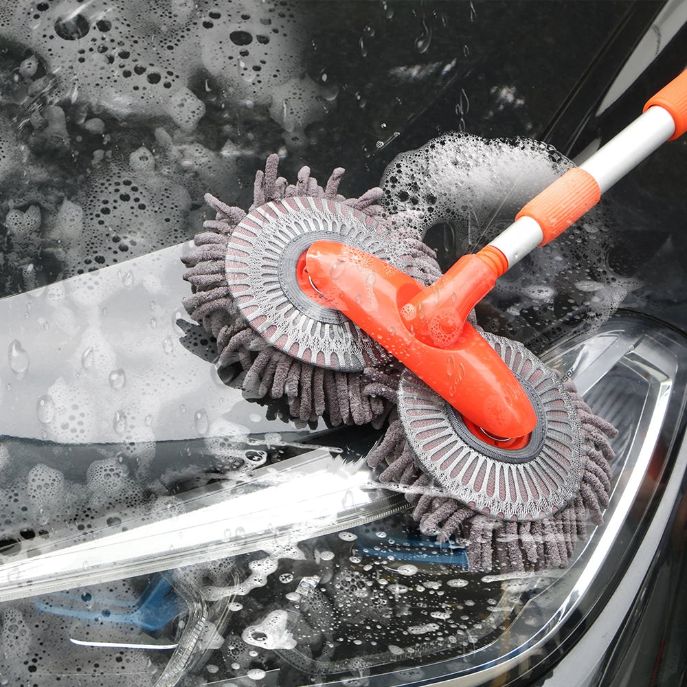 Telescopic Car Wash Mop – Dual Chenille Head 360° Rotating Car Wash Mop Axl