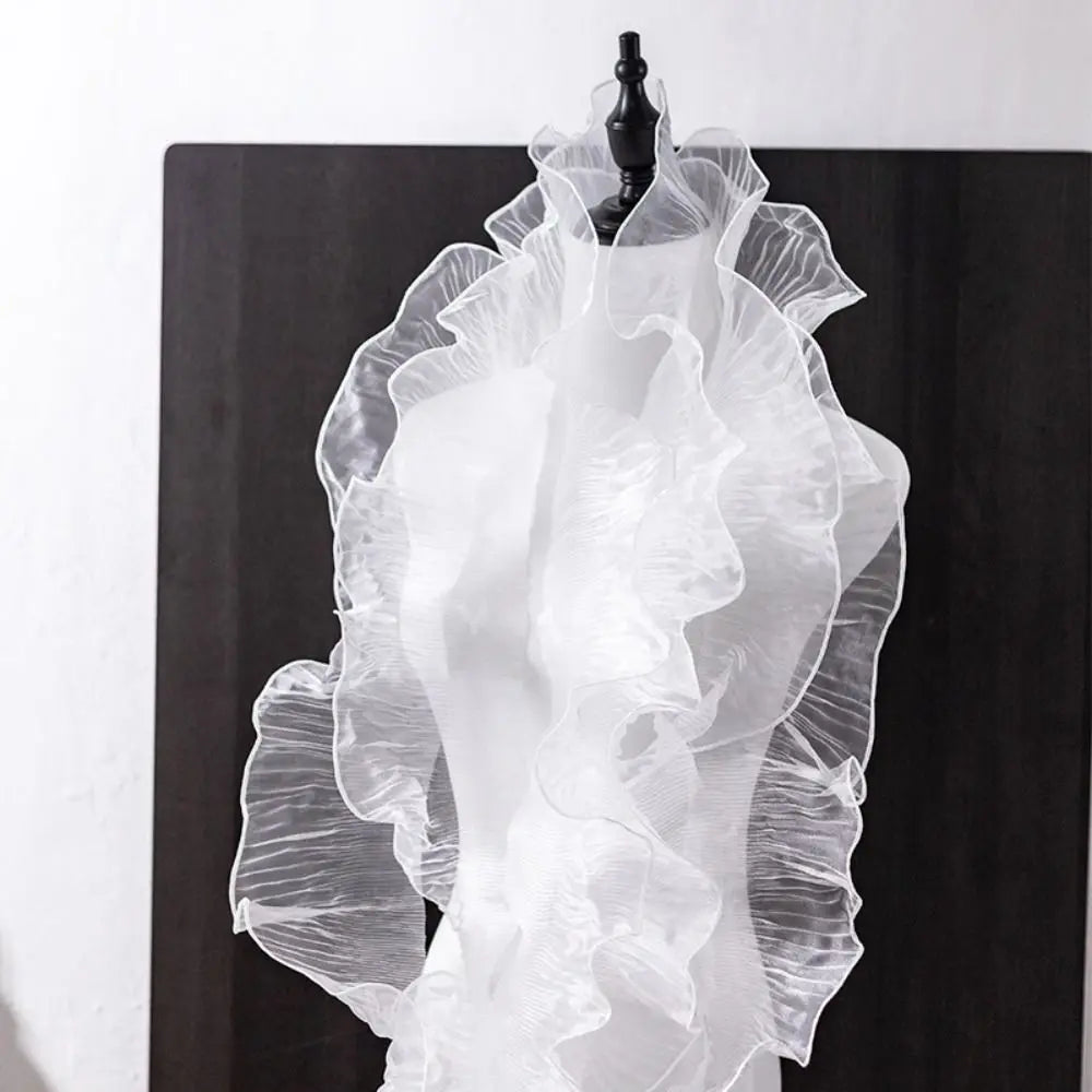 1 Yard Pleated Lace Ribbon 12cm Wide – Ruffle Sewing Trim Pleated Ruffle Ribbon Axl white