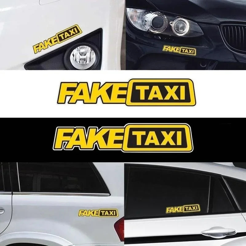 Funny Fake Taxi Car Window Sticker – 4-Pack PVC Vinyl Decal Car Window Decal Axl
