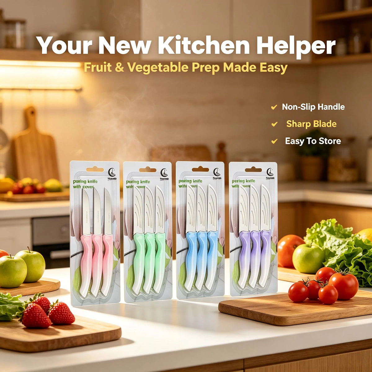 4-Piece Gradient Stainless Steel Paring Knife Set | Kitchen Paring Knife Set Axl