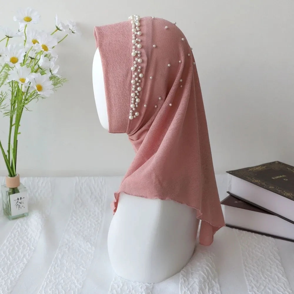 Beaded Pull-On Hijab – Breathable Sun Protection Headscarf Hijab Headscarf Axl