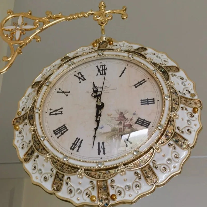 Double-Sided Silent Wall Clock – Modern Luxury Living Room Decorative Wall Clock Axl