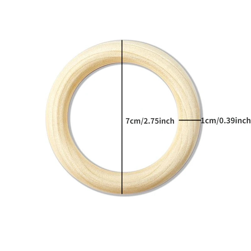 10Pcs Unfinished Wood Rings 40–100mm | Macrame & DIY Crafts Wood Craft Rings Axl
