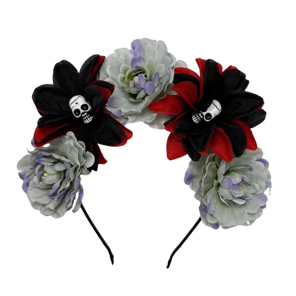 Gothic Skull Flower Headband | Halloween Hair Hoop Costume Halloween Hair Accessory Axl Style 7