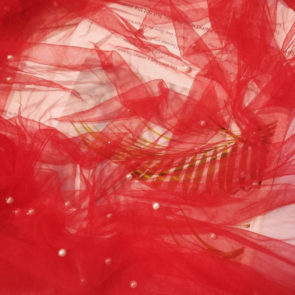 Pearl Tulle Table Runner – Sheer Mesh Gauze Drape 0.75×3M Tulle Table Runner Axl