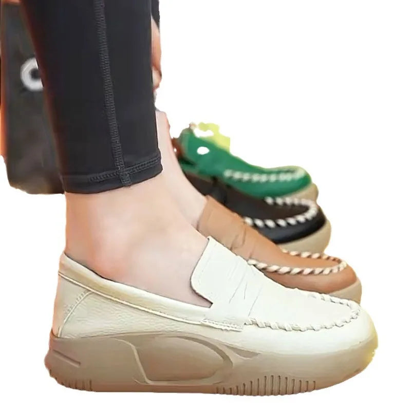 YBQJOO Women's Platform Slip-On Loafers | Soft Sole Work Shoes Platform Loafers Axl