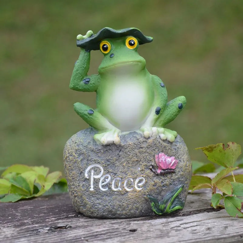 Frog Resin Garden Ornament – Stone Statue for Garden & Home Garden Ornament Axl 1pc random