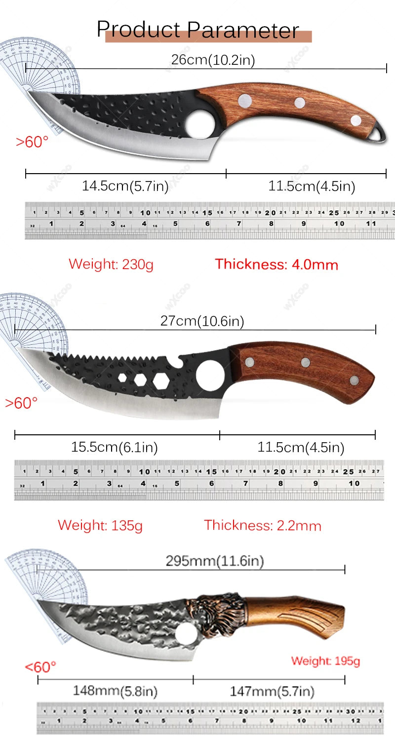 Forged Stainless Steel Boning & Meat Cleaver Knife – Wood Handle Kitchen Knife Axl
