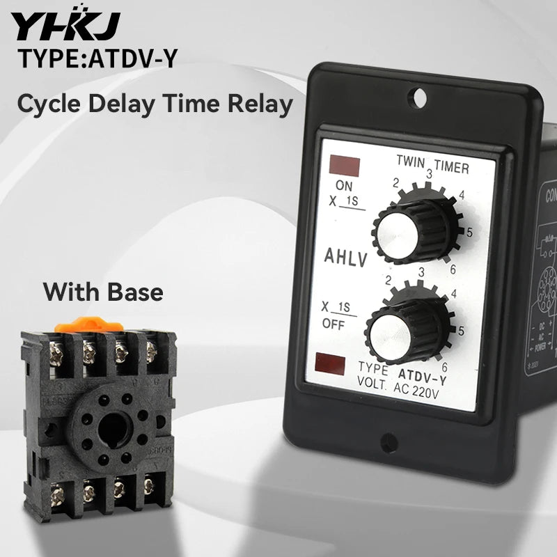 ATDV-Y Dual Repeat Cycle Time Relay 220V – 10 Timing Ranges Cycle Timer Relay Axl