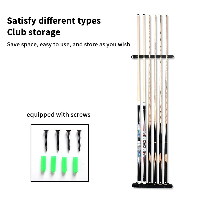 6-Hole Wall Mount Solid Wood Pool Cue Rack | Billiard Holder Billiard Cue Rack Axl