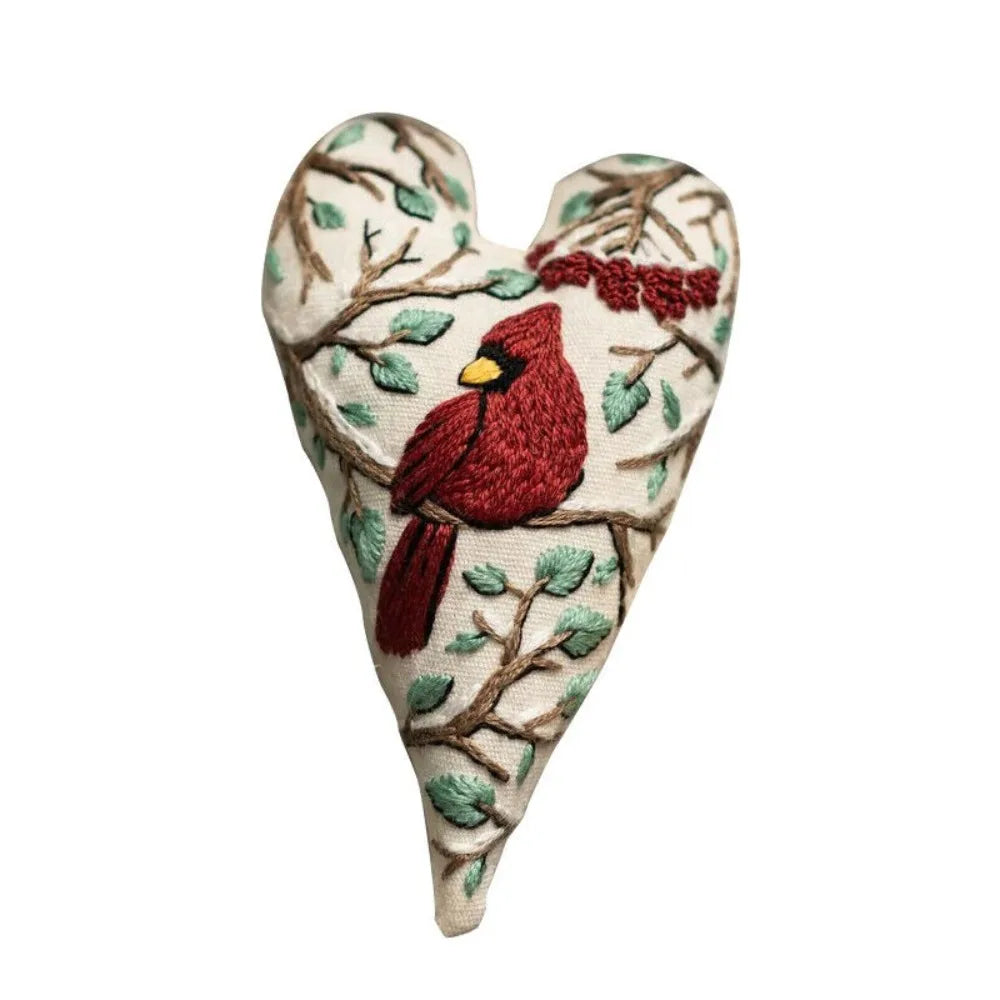 DIY Heart Cross Stitch Christmas Ornament Kit – Tree Decoration Embroidery Craft Kit Axl