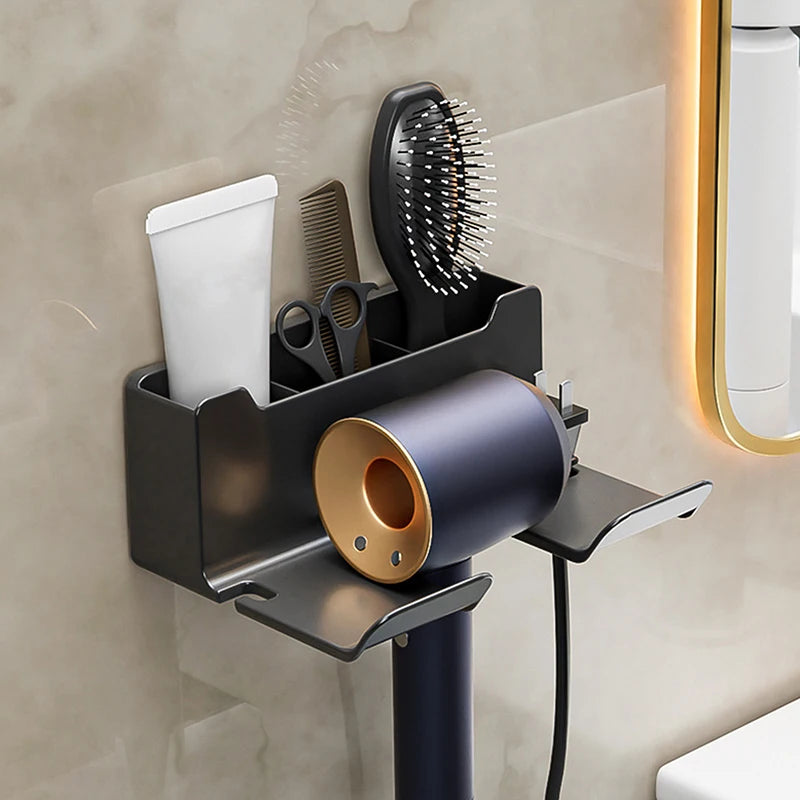 Wall Mounted Hair Dryer Holder – Punch-Free Bathroom Shelf Hair Dryer Holder Axl