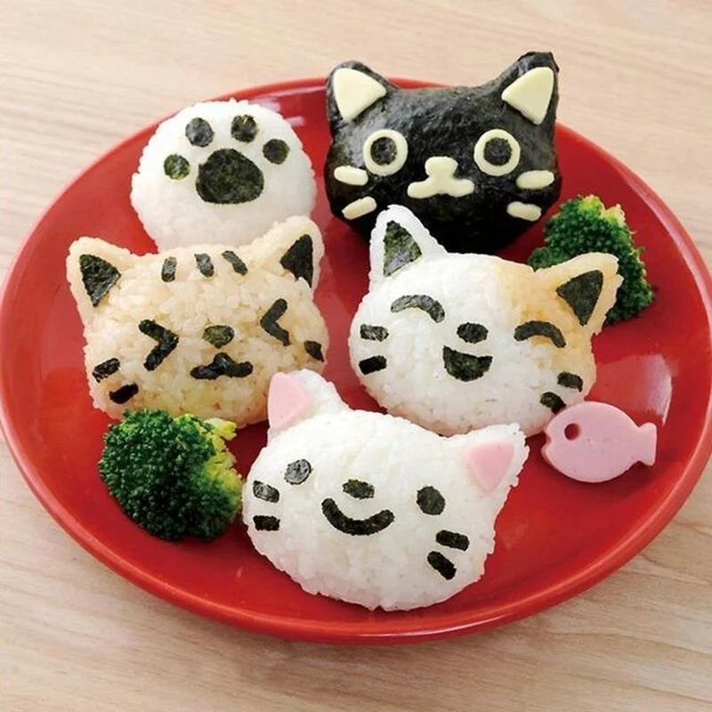 Cat & Rabbit Rice Ball Mold Set – Kids Bento Sushi DIY Tool Rice Ball Mold Set Axl