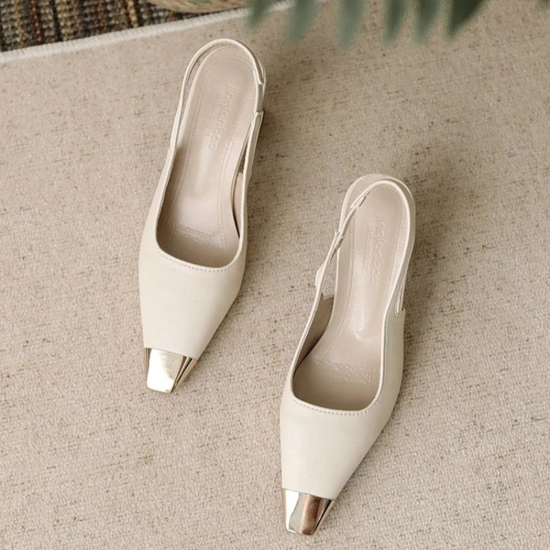 Wide Size Square Toe High Heel Sandals – Metal Detail Buckle High Heel Sandals Axl
