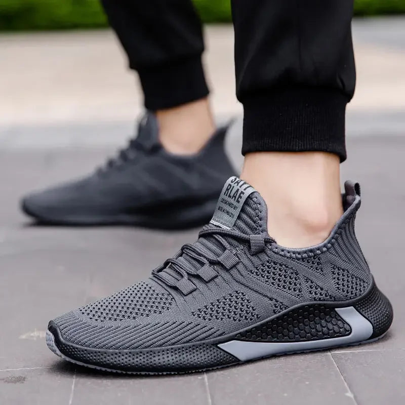 YBQJOO Men's Breathable Mesh Casual Sneakers | Lightweight Flat Men's Casual Sneakers Axl Gray 40