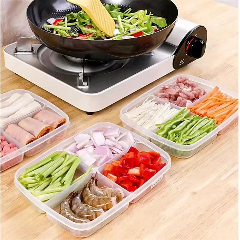 4-Compartment Fridge Food Storage Box with Lid | Fresh Keeper Food Storage Container Axl