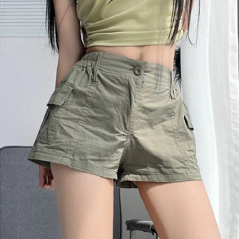 Women's Y2K Cargo Shorts – Low Waist Zipper Pockets Streetwear Women's Cargo Shorts Axl