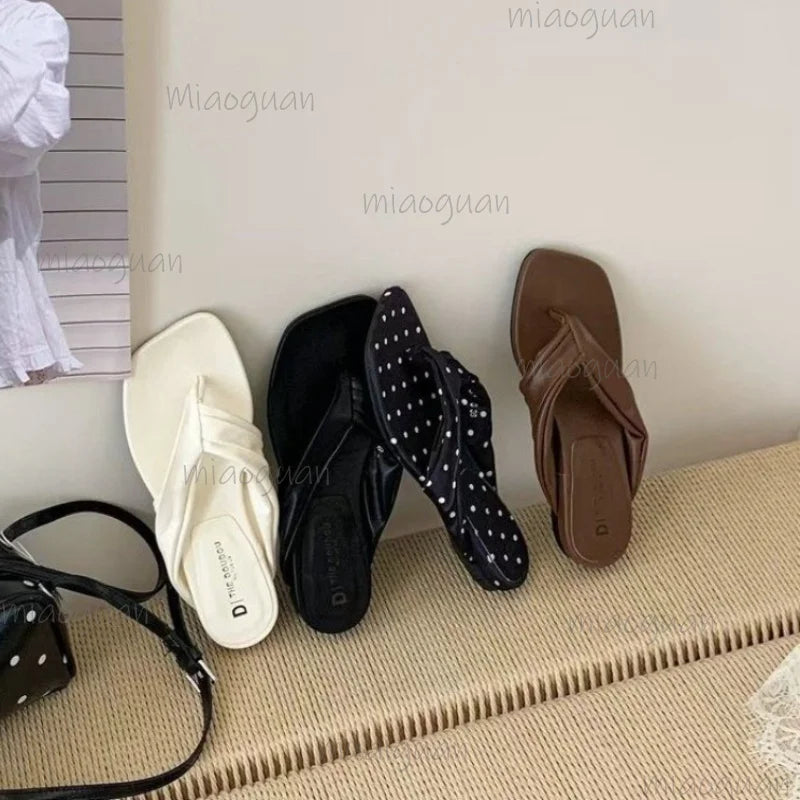 Women's Wedge Clip Toe Sandals – Polka Dot Summer Slides Wedge Sandals Axl