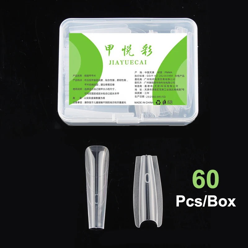 60Pcs Sandwich Dual Nail Forms – 15 Sizes Coffin & Almond Nail Extension Forms Axl trapezoid Green