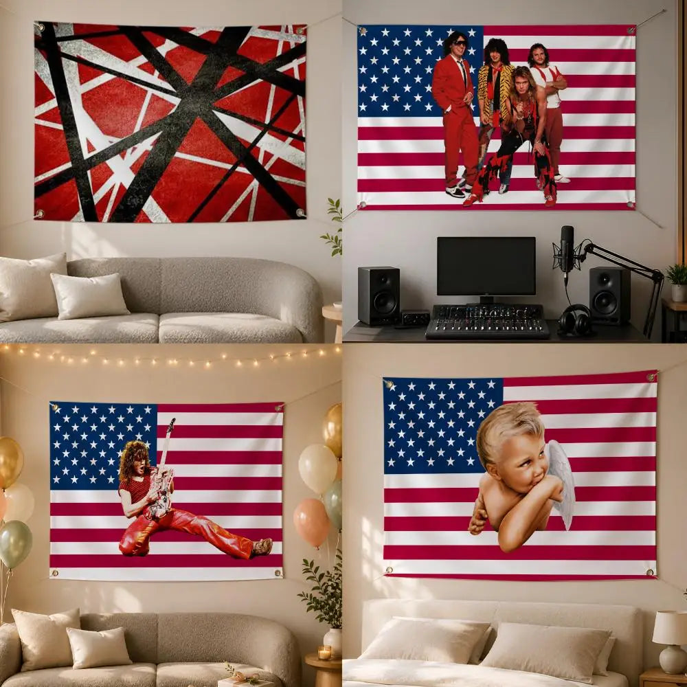 Van Halen Band Flag – Wall Hanging Banner | Room & Party Decor Wall Flag Banner Axl