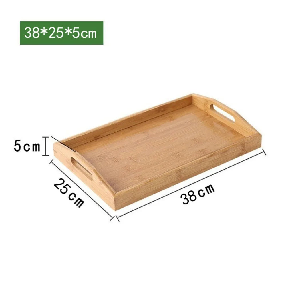 Retro Bamboo Storage Tray Organizer – Coffee Table & Tea Tray Bamboo Serving Tray Axl 38-25-5cm